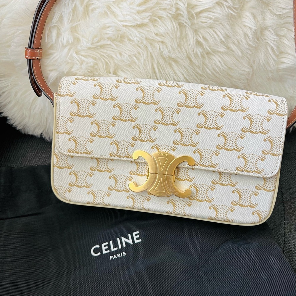 Celine SHOULDER BAG CLAUDE IN TRIOMPHE CANVAS AND CALFSKIN